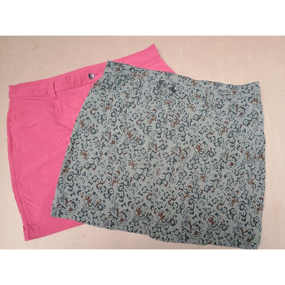 Eddie Bauer Skort Women 14 Green Floral And Dusty Pink Travex Line Hiking Skirt